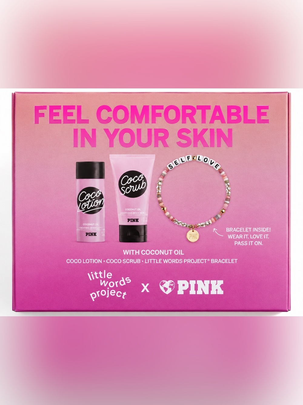 NIB pink feel comfortable in your skin lotion and body wash gift set​​​​​​​​